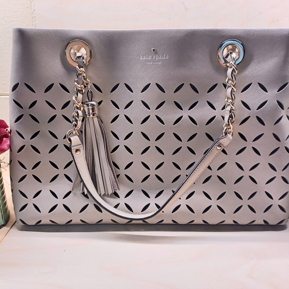 Kate Spade Silver Laser-Cut Tote